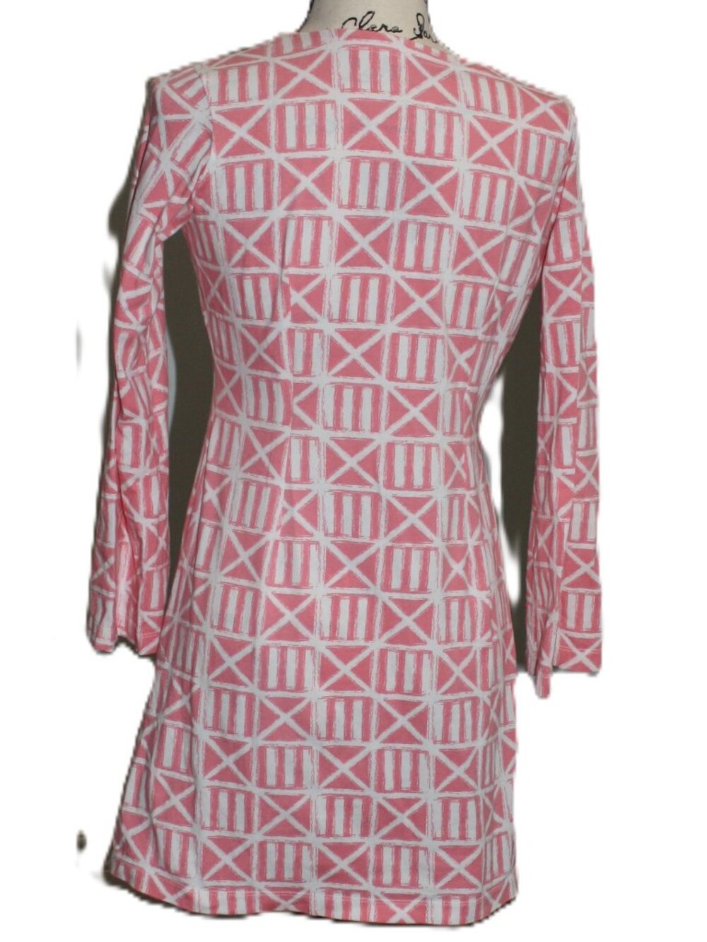 Mahi Gold - Three Quarter Sleeve Pink Cotton Dress, Size Medium - Picture 3 of 5